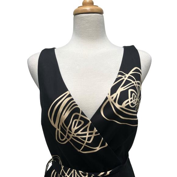 David Miester Dress Sz 8 Black Sheath Sleeveless Geometric Print Career Unworn - Picture 2 of 16